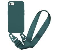 MBSLFY Case Compatible with iPhone 6/6S/7/8/iPhone SE 2022, Liquid Silicone Protective Phone Case with Strap Adjustable Neck Cord Necklace Soft Cover for iPhone 6/6S/7/8/iPhone SE 2022, Dark green