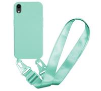 MBSLFY Case Compatible with iPhone XR, Liquid Silicone Protective Phone Case with Strap Adjustable Neck Cord Necklace Soft Cover for iPhone XR, Mint green