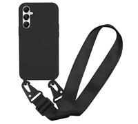 MBSLFY Case Compatible with Samsung Galaxy A05S, Liquid Silicone Protective Phone Case with Strap Adjustable Neck Cord Necklace Soft Cover for Samsung Galaxy A05S, Black