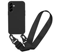 MBSLFY Case Compatible with Samsung Galaxy A26, Liquid Silicone Protective Phone Case with Strap Adjustable Neck Cord Necklace Soft Cover for Samsung Galaxy A26, Black