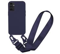 MBSLFY Case Compatible with Samsung Galaxy A32 5G, Liquid Silicone Protective Phone Case with Strap Adjustable Neck Cord Necklace Soft Cover for Samsung Galaxy A32 5G, Navy blue