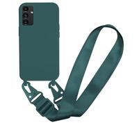 MBSLFY Case Compatible with Samsung Galaxy A33 5G, Liquid Silicone Protective Phone Case with Strap Adjustable Neck Cord Necklace Soft Cover for Samsung Galaxy A33 5G, Dark green