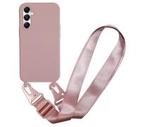 MBSLFY Case Compatible with Samsung Galaxy A35, Liquid Silicone Protective Phone Case with Strap Adjustable Neck Cord Necklace Soft Cover for Samsung Galaxy A35, Dark pink