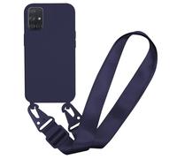 MBSLFY Case Compatible with Samsung Galaxy A51 5G, Liquid Silicone Protective Phone Case with Strap Adjustable Neck Cord Necklace Soft Cover for Samsung Galaxy A51 5G, Navy blue