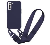MBSLFY Case Compatible with Samsung Galaxy S22, Liquid Silicone Protective Phone Case with Strap Adjustable Neck Cord Necklace Soft Cover for Samsung Galaxy S22, Navy blue