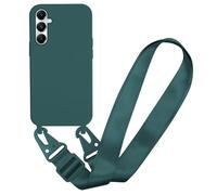 MBSLFY Case Compatible with Samsung Galaxy S24 Plus, Liquid Silicone Protective Phone Case with Strap Adjustable Neck Cord Necklace Soft Cover for Samsung Galaxy S24 Plus, Dark green