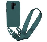 MBSLFY Case with Cord for Samsung Galaxy S9 Plus, Collar for Silicone Case Anti-Shock Collars Cell Phone Protection Slim Adjustable Lanyard Cover Case, Dark Green