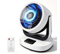 MBSM Air Circulator Desk Fan for Bedroom, 25 dB Quiet Fan with Touch Control & Remote, 3 Speed Table Fan for Home & Office, 70° Auto Oscillation, 90° Manual Tilt, 2 Smart Airflow Modes (Black & White)