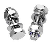 Mbsomnus 15 Pcs Bolts and Nuts Set M8x16 mm Hex Head Lock Nuts 304 Stainless Steel DIN 933 Machine Screws with Nylon Nut Flat Lock Washers for Furniture Machinery Car Bike Ship 3D Printing