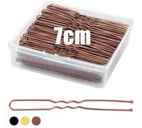 Mbsomnus 200pcs Hair Pins 7cm U-Shaped Long Bobby Pins Brown Hair Bun with Storage Box Grips for Thick Women Girls Wedding Styling Accessories