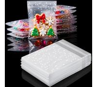 Mbsomnus 300 Pcs Cellophane Bags Self Adhesive 10x10 cm Cookie Bags Clear Plastic Packaging Sweet Bag Polka Dot Reusable for Biscuit Candy Chocolates Nuts Food Bakery Jewelry Christmas Party