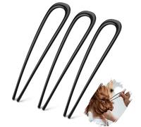 Mbsomnus 3Pcs French Hair Pin Metal 14cm/5.5in French Pin French Twist Hair Pin U Shaped Hair Fork Black Hair Pins Large Updo Hairpin for Women Girls All Hairstyle Decorative Accessories