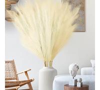 Mbsomnus 6 Pcs Off-White Pampas Grass Artificial 110cm Tall for Wedding Party Room Boho Home Floor Vase Decor
