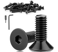 Mbsomnus 60 Pcs M3x6 mm Countersunk Head Screws Black Bolts Stainless Steel 304 Flat Head Hex Socket Cap Screws for Machine Furniture Repair