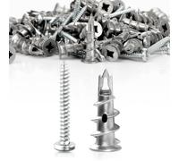 Mbsomnus 60pcs Heavy Duty Plasterboard Fixings Plasterboard Wall Plug with Plasterboard Screws Metal Self-Drill Dry Wall Anchor Hollow Wall Fixings for Composite Boards Stone Concrete Ceiling