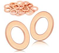 Mbsomnus Copper Washers M6x10x1 mm Sump Plug Washer 20 Pcs Crush Washer | M6 Copper Sealing Rings, Oil Crush Washer, Metric, Flat Sump Plug Gasket, for Fuel Accessories, Oil Line Connection