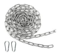 Mbsomnus Heavy Duty 5m Galvanized Steel Chain 3mm with Carabiner - Extra Strong Welded Link for Gates, Padlocks, Fences, Swings, Bikes