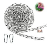 Mbsomnus Heavy Duty Galvanized Chain 8 Metre Steel 3 mm Metal Extra Strong Welded Link Lift with Carabiner Thick for Gate Padlock Fence Swing Hanging Bike Cycle