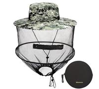 Mbsomnus Mosquito Head Net Hat Digital Camouflage Midge Head Net Midgie Face Cover Mosquito Hats with Netting Mosquito Net Hat Quick Dry Wide Brim Sun Protection for Outdoor Hiking Camping Gardening