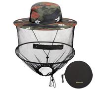 Mbsomnus Mosquito Head Net Hat Snow Camouflage Midge Head Net Midgie Face Cover Sun Mosquito Hats with Netting Mosquito Net Hat Quick Dry Wide Brim Sun Protection for Outdoor Hiking Camping Gardening
