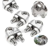 Mbsomnus Wire Rope Cable Clip Clamps M3 12 Pcs Wire Rope Clamp U Bolt Clamp 304 Stainless Steel for 3mm (1/8) Wire Rope Cable for Wire Fence Clips Garden Tension Wire Ropes
