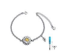 MBSUUH Butterfly/Sunflower Cremation Jewellery 925 Sterling Silver Urn Bracelet Ash Keepsake Hair Memorial Link Chain Always in My Heart Locket for Women Mum, Platinum