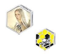 MBSUUH Personalized Bee Photo Charm Bead - Solid 925 Sterling Silver Customizable Picture Gift Jewelry for Women