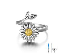 MBSUUH Sunflower Cremation Ring for Ashes 925 Sterling Silver Daisy Urn Ring Jewelry Keepsake Hair Memorial Locket for Women Mom (8)