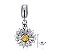 MBSUUH Sunflower/Heart/Cross/Red Cardinal/Family Tree of Life Cremation Charm for Ashes 925 Sterling Silver Urn Bead Charm Fit Bracelet Keepsake Memorial Locket for Women Mom