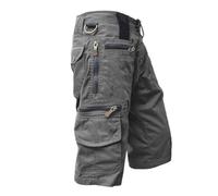 MBT Shorts Men 3/4 Length Mountain Bike Shorts for Men Loose-Fit Baggy Cycling Bicycle Short with Zip Pockets Summer Cargo Long Short Hiking Half Pant Grey