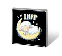 MBTI INFP Sheep Sleeping On Moon Square Brooch Pins Metal Badge Lapel Pin Jacket Hat Bag Accessories Decoration