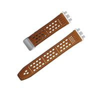 MBUIOPJ 17mm 19mm 21mm Genuine Leather Watchband Compatible With Swatch YCS YAS YGS IRONY Cowhide Calfskin Watch Strap Breathable Soft Bracelet Belt(Dark Brown-Silver,21mm)