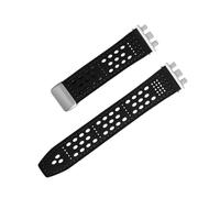 MBUIOPJ 17mm 19mm 21mm Genuine Leather Watchband Compatible With Swatch YCS YAS YGS IRONY Cowhide Calfskin Watch Strap Breathable Soft Bracelet Belt(Black-Silver,21mm)