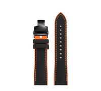 MBUIOPJ 20mm 21mm 22mm 23mm 24mm TPU Nylon Cowhide Sole Watch Strap Compatible With Casio PROTREK PRG-600/650 PRW-6600 Watch Band Men's Nylon Chain(1black orange-black,21mm)