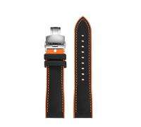 MBUIOPJ 20mm 21mm 22mm 23mm 24mm TPU Nylon Cowhide Sole Watch Strap Compatible With Casio PROTREK PRG-600/650 PRW-6600 Watch Band Men's Nylon Chain(1black orange-silver,22mm)