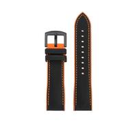 MBUIOPJ 20mm 21mm 22mm 23mm 24mm TPU Nylon Cowhide Sole Watch Strap Compatible With Casio PROTREK PRG-600/650 PRW-6600 Watch Band Men's Nylon Chain(Black orange-black,21mm)