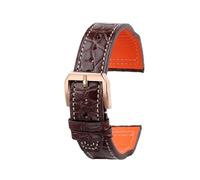 MBUIOPJ 20mm 21mm 22mm Crocodile Leather Watchband Compatible With IWC Pilot Portuguese Belt Men Watch Strap With Cowhide Back(Brown Rose gold,21mm)