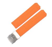 MBUIOPJ 20mm 21mm Black Orange Silicone Rubber Strap Compatible With Tissot TOUCH COLLECTION EXPERT SOLAR Series T091T013 T081 Men's Watch Bracelet(Orange silver,21mm)