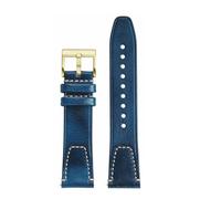 MBUIOPJ 20mm 22mm Cowhide Handmade Stitching Strap Compatible With TUDOR/Seiko Compatible With BREITLING/Omega Wristband Soft Men's Bracelet Black/Brown/Blue(Blue GK,20mm)