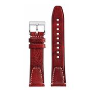 MBUIOPJ 20mm 22mm Cowhide Handmade Stitching Strap Compatible With TUDOR/Seiko Compatible With BREITLING/Omega Wristband Soft Men's Bracelet Black/Brown/Blue(Red SK,22mm)