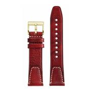 MBUIOPJ 20mm 22mm Cowhide Handmade Stitching Strap Compatible With TUDOR/Seiko Compatible With BREITLING/Omega Wristband Soft Men's Bracelet Black/Brown/Blue(Red GK,22mm)