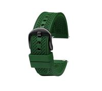 MBUIOPJ 20mm 22mm Rubber Watchband Compatible With Seiko/IWC/Rolex Waffle Strap Bracelets Fashion Universal Mens Diver Silicone Sports Watch Band(Green bk,21mm)