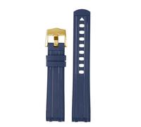 MBUIOPJ 20mm 22mm Silicone Watch With Accessories Compatible With Omega Seamaster 210.32 Rubber Watchband Waterproof Bracelet Curved Interface(Blue-Gold,22mm)