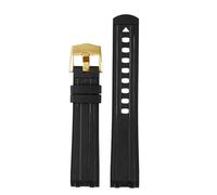 MBUIOPJ 20mm 22mm Silicone Watch With Accessories Compatible With Omega Seamaster 210.32 Rubber Watchband Waterproof Bracelet Curved Interface(Black-Gold,20mm)