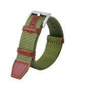 MBUIOPJ 20mm 22mm Woven Nylon +Genuine Leather Strap Compatible With Hamilton H69439931 H69439411 Men Outdoor Sport Watchband(Army green silver,20mm)