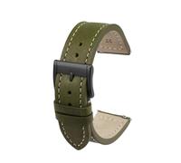 MBUIOPJ 22mm Italian Cowhide Bracelet Compatible With Citizen/Breitling Quick Release Cow Leather Strap Men's And Women's Watch Accessories(Military green bk)