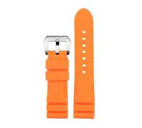 MBUIOPJ Black Blue Green Orange Watch Band Silicone Rubber Watchband Men's 22mm 24mm Compatible With Panerai 111 441 386 Sport Soft Strap(Orange Silver,26mm)