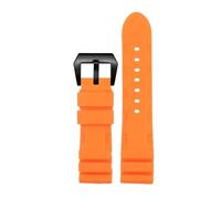 MBUIOPJ Black Blue Green Orange Watch Band Silicone Rubber Watchband Men's 22mm 24mm Compatible With Panerai 111 441 386 Sport Soft Strap(Orange black,22mm)