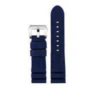 MBUIOPJ Black Blue Green Orange Watch Band Silicone Rubber Watchband Men's 22mm 24mm Compatible With Panerai 111 441 386 Sport Soft Strap(Blue Silver,22mm)
