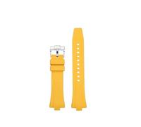 MBUIOPJ Black Blue Yellow Fluororubber Watch Accessories Compatible With Citizen MECHANICAL NJ0150 NJ0151 NJ0155 Rubber Watchband Strap(Yellow-silver)